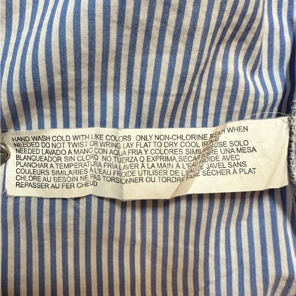 Eloquii Plus Size Blue and White Striped Blouse with Lace Overlay - Picture 4 of 8